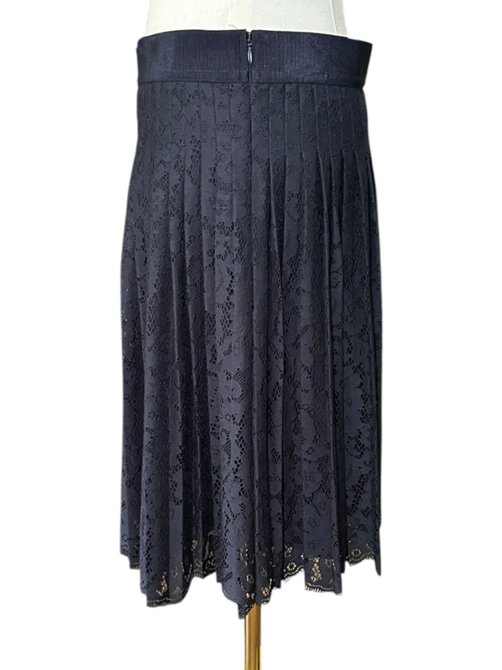 Ann Taylor Black Lace Pleated A-Line Skirt - Picture 4 of 8